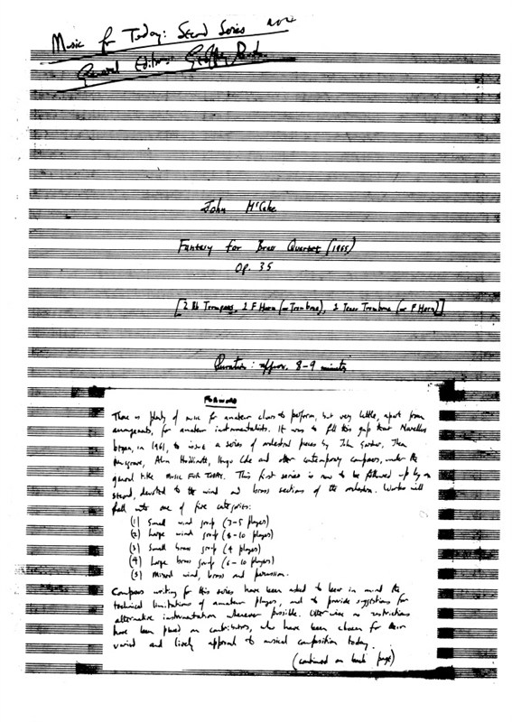 John McCabe: Fantasy For Brass Quartet Op.35 (Full Score)