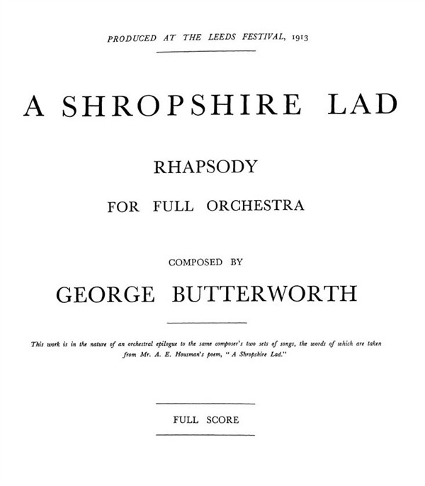 George Butterworth: A Shropshire Lad (Score)