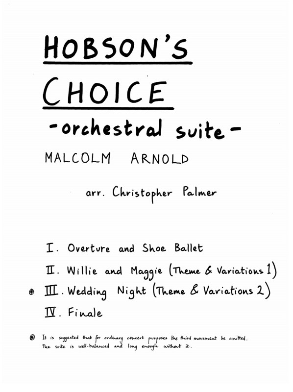Malcolm Arnold: Hobson's Choice (Full Score)