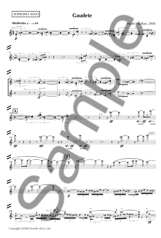 Stuart MacRae – Gaudete (for soprano and orchestra) Vocal Part