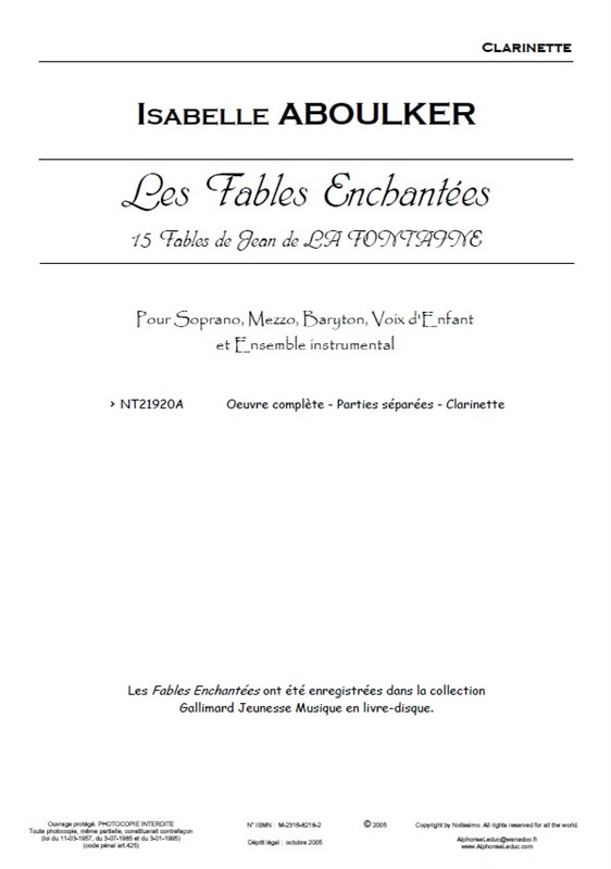 Isabelle Aboulker: Les Fables Enchantées (Voice/Piano)