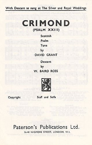 David Grant: Crimond (Psalm 23)