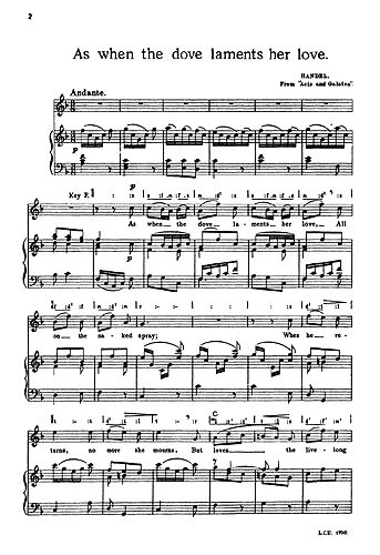 Handel, Gf As When The Dove Laments Her Love Voice/Piano