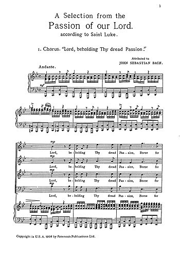 J.S. Bach: St. Luke's Passion- A Selection (Vocal Score)