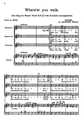 Handel, Gf Where'er You Walk Ssa