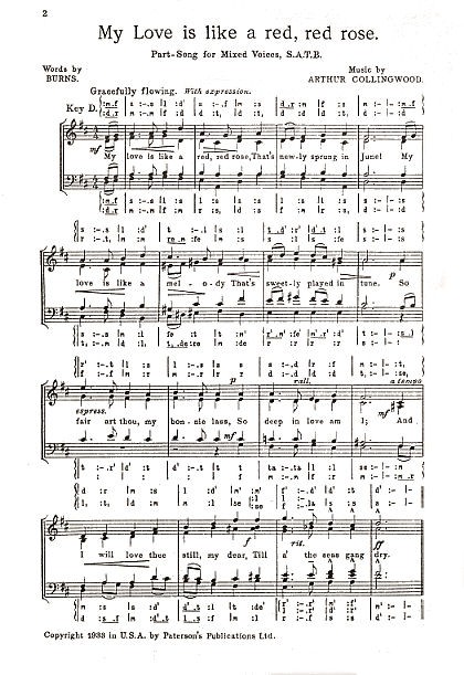Arthur Collingwood: My Love Is Like A Red, Red Rose