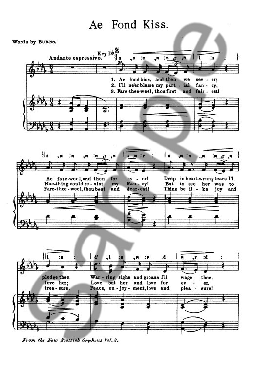 Diack Ae Fond Kiss Voice/Piano