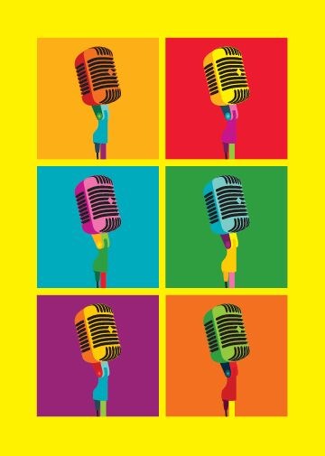 Pop Art: Microphone - Greeting Card
