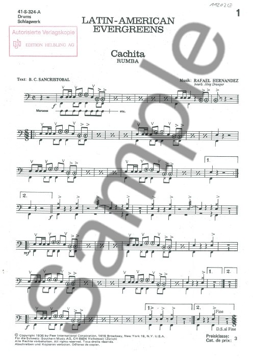 LATIN-AMERICAN EVERGREENS DRUMS PART
