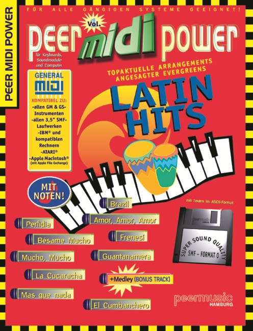 PEER MIDI POWER VOL 1 LATIN HITS PV BK/MIDI DISC