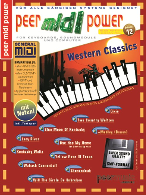 PEER MIDI POWER VOL 12 WESTERN SONGS PV BK/MIDI DISC