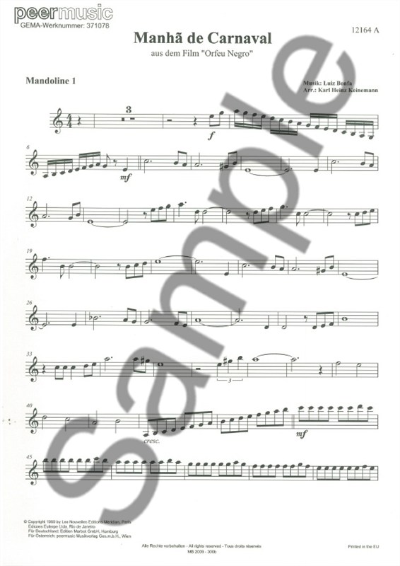 MANHA DE CARNAVAL MANDOLIN 1 PART