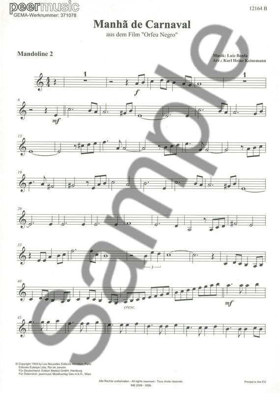 MANHA DE CARNAVAL MANDOLIN 2 PART