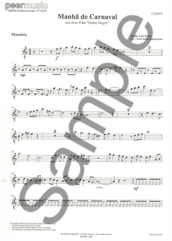 MANHA DE CARNAVAL MANDOLIN 2 PART