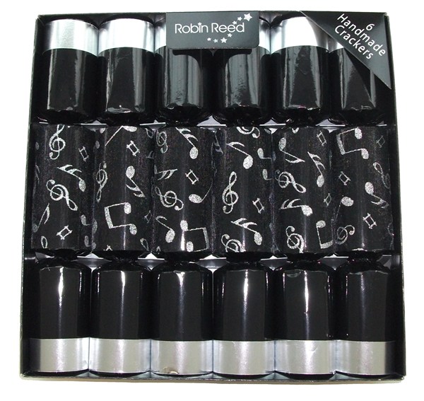 CHRISTMAS CRACKERS BOX OF 6 WHO AM I BLACK SLIVER NOTES GIFT