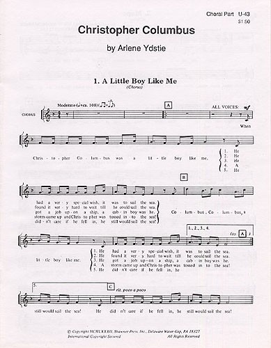 Arlene Ydstie: Christopher Columbus (Choral Part)