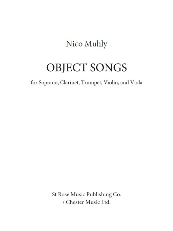 Nico Muhly: Object Songs (Score/Parts)