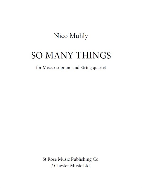 Nico Muhly: So Many Things (Score/Parts)