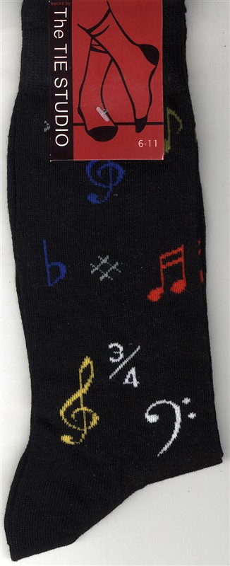 The Tie Studio: Musical Symbol Socks - Black (Size 6-11)