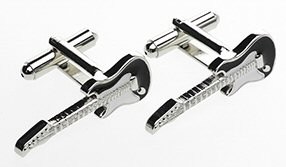 Tie Studio: Guitar Cuff Links - Black/White/Silver