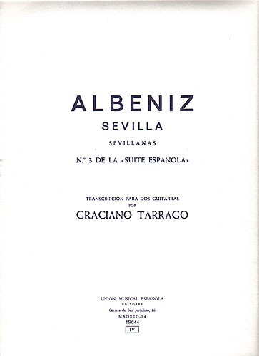 Albeniz Sevilla Sevillanas (tarrago) 2 Guitars