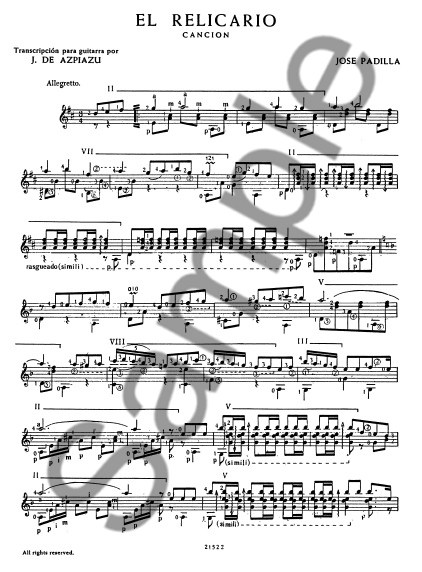 Padilla: El Relicario (Azpiazu) for Guitar