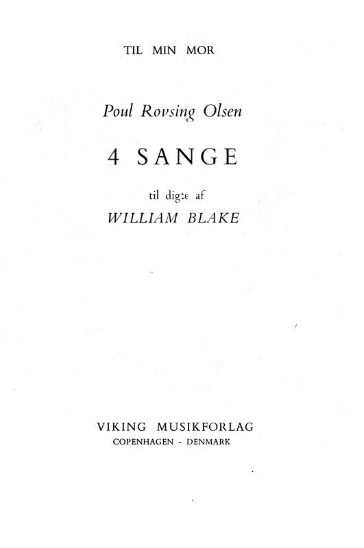 Olsen 4 Sange Op. 7 Vce/Pfa