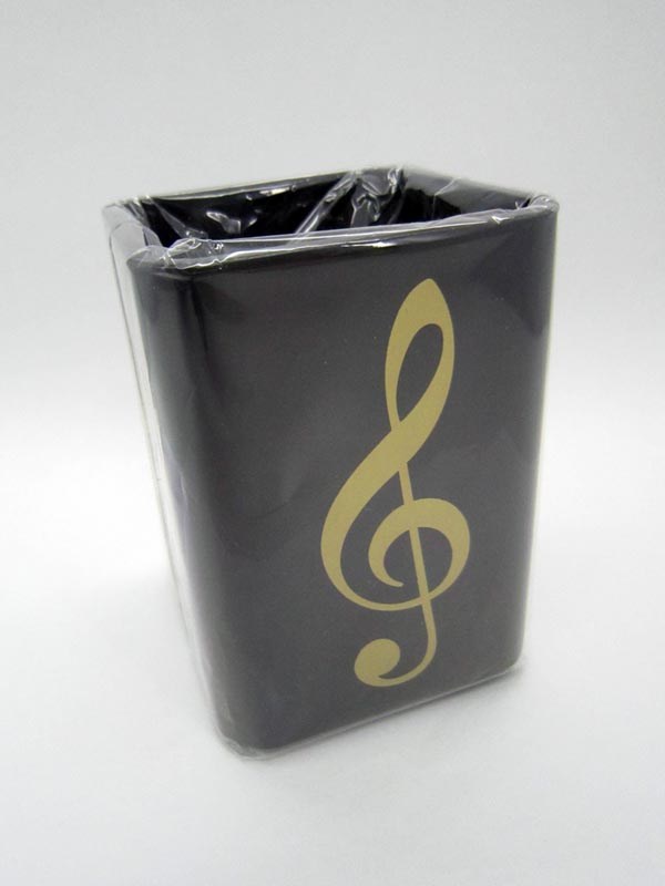 Gold Treble Clef Square Plastic Pen Holder