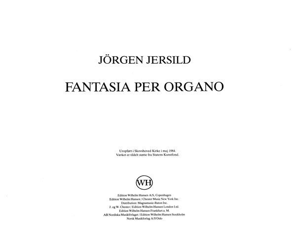 Jörgen Jersild: Fantasia Per Organo