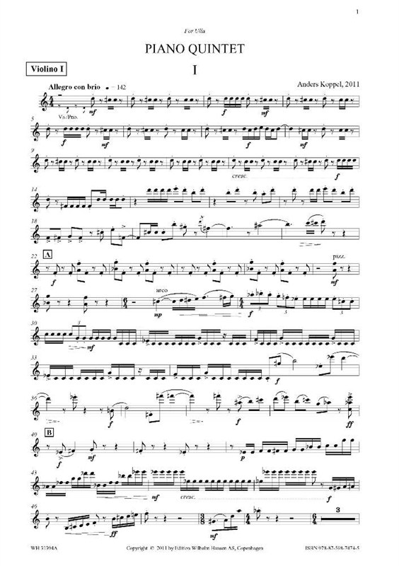 ANDERS KOPPEL PIANO QUINTET PTS