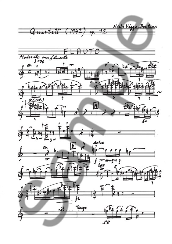 Niels Viggo Bentzon: Quintett Op.12 (Parts)