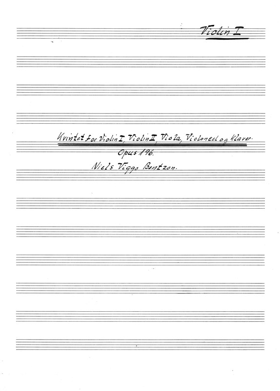 Niels Viggo Bentzon: Kvintet For Violin I, Violin II, Viola, Violoncello Klavier Opus 196