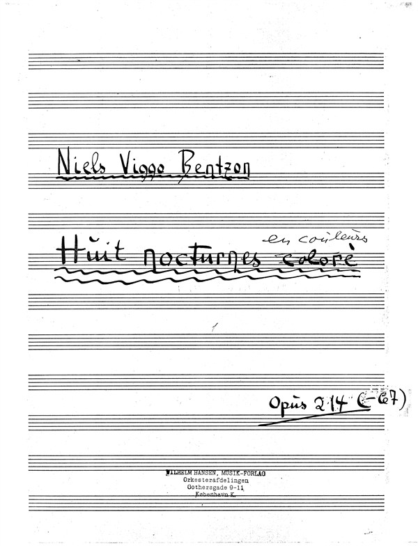 Bentzon Huit Nocturnes... Op.214 Pf