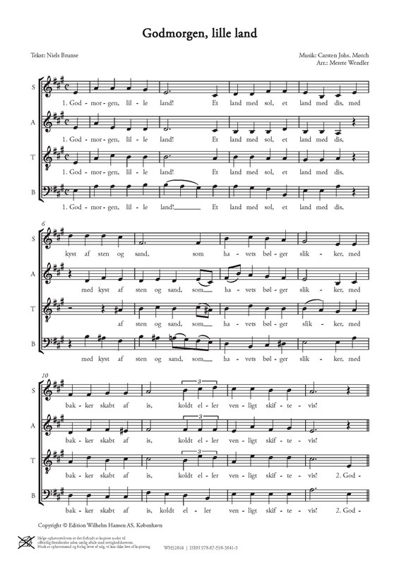 Carsten Mørch / Merete Wendler (Arr.): Godmorgen Lille Land (SATB)
