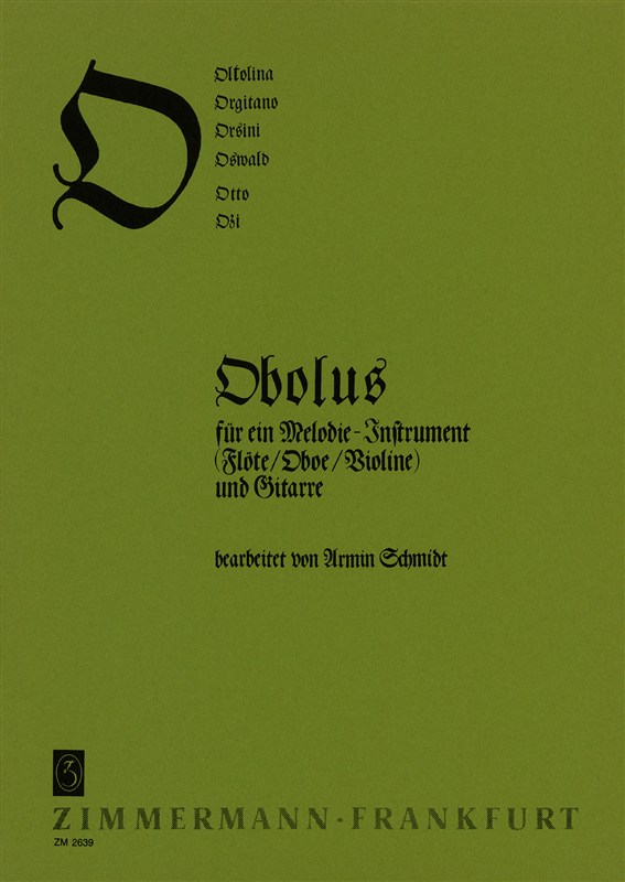 Abc-reihe O: Obolus Fr 1 Melodie-ins