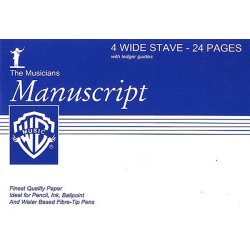 Manuscript Paper A5 4-Stave (Wide) - 24 Pages White