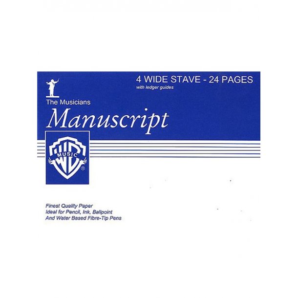 Manuscript Paper A5 4-Stave (Wide) - 24 Pages White