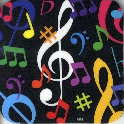 Drinks' Coaster (Multi-coloured Music Notes)
