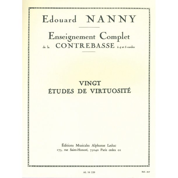 Edouard Nanny: 20 Etudes de Virtuosit&eacute; (Double Bass solo)