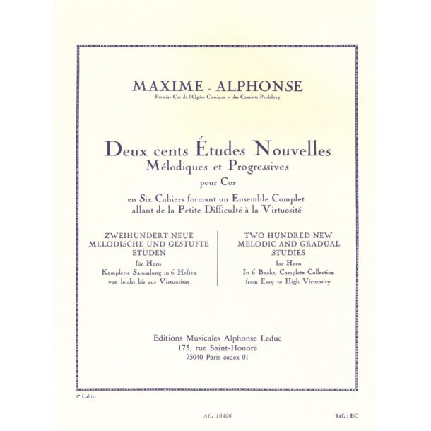 Maxime-Alphonse: 200 Etudes nouvelles Vol.5: 20 Etudes tr&egrave;s difficiles (Horn solo)