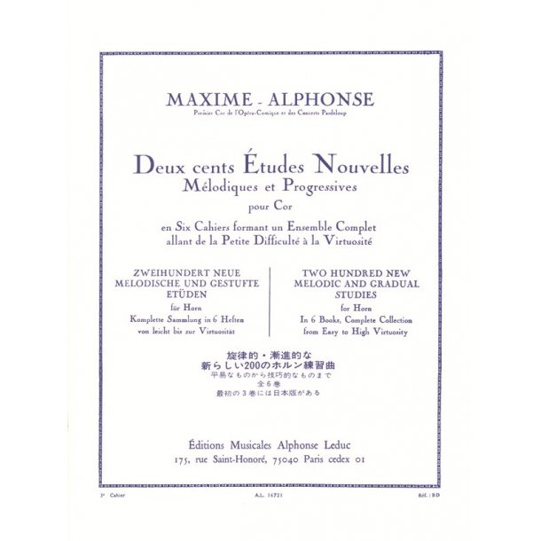 Maxime-Alphonse: 200 Etudes Nouvelles Vol.3 - 40 Etudes De Moyenne Force (Horn)