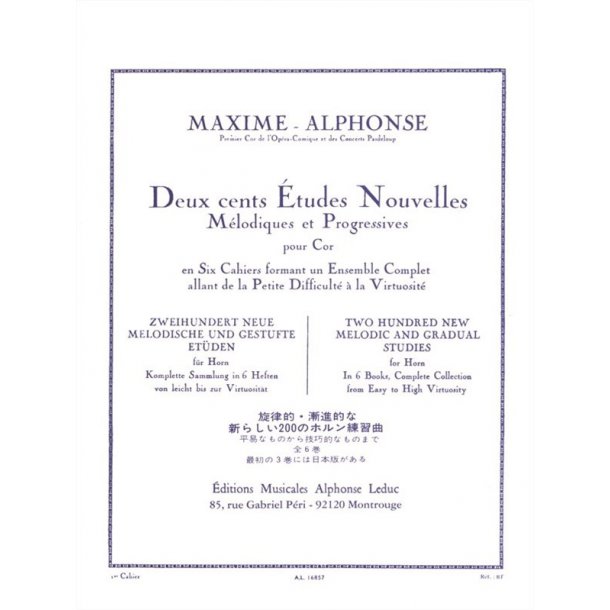 Maxime-Alphonse: 200 Etudes Nouvelles Vol.1 - 70 Etudes Tr&egrave;s Faciles (Horn)