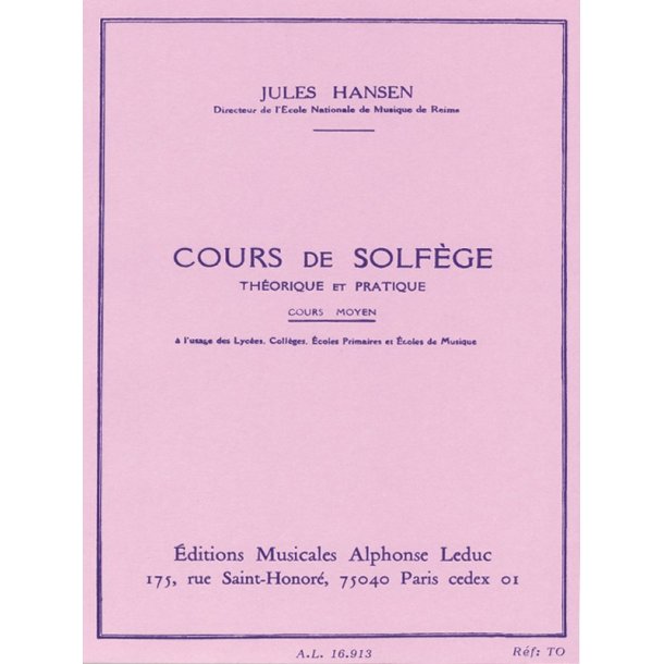 Hansen Solfege Theorique Et Pratique Cours Moyen Book