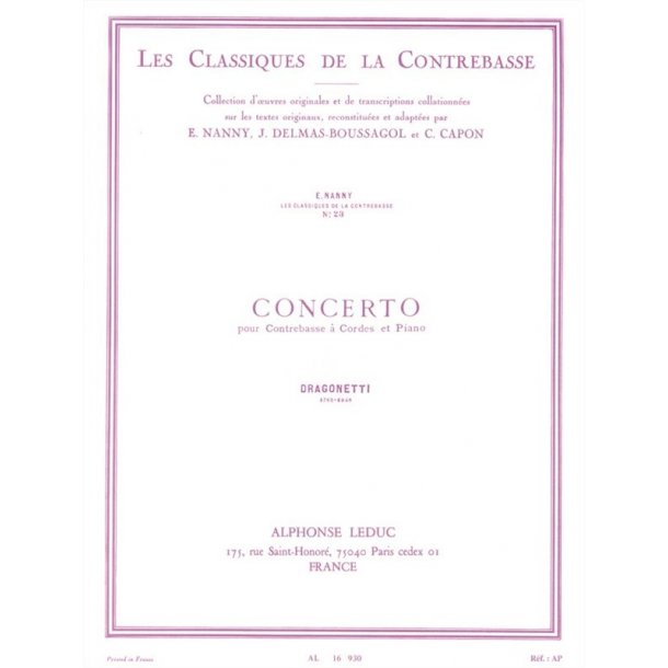 Domenico Dragonetti: Concerto (Classiques No.23) (Double Bass & Piano)