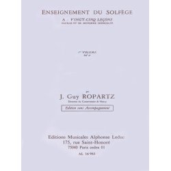 Ropartz 25 Lecons De Solfege Volume 1 Cle De Sol Sans Acc Book
