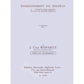 Ropartz 25 Lecons De Solfege Volume 1 Cle De Sol Sans Acc Book