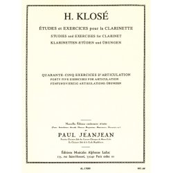 Hyacinthe E. Klos&eacute;: 45 Exercices d'Articulation (Clarinet solo)