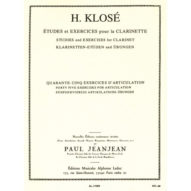 Hyacinthe E. Klos&eacute;: 45 Exercices d'Articulation (Clarinet solo)