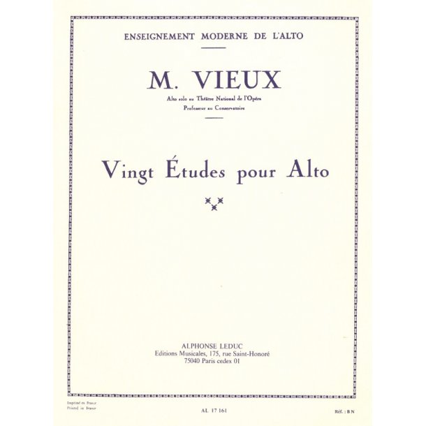 Maurice Vieux: 20 Etudes (Viola solo)