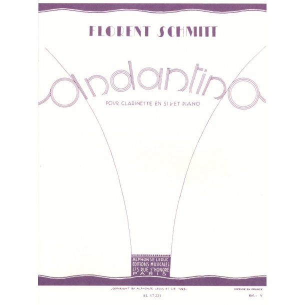 Florent Schmitt: Andantino Op.30 No.1 (Clarinet And Piano)